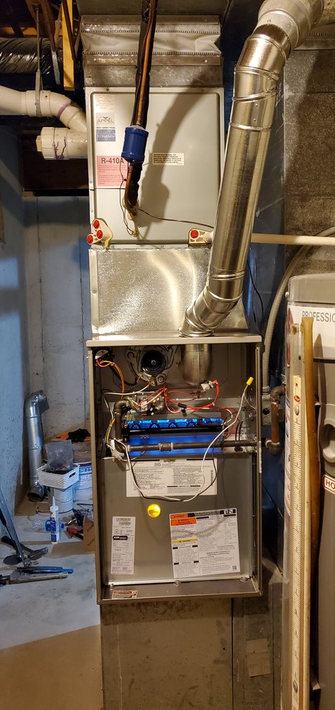 Installed residential gas furnace and ductwork